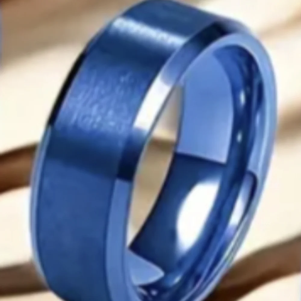 Matte Blue High Polish Stainless Steel Classic Plain Ring Wedding Band Men-Women
